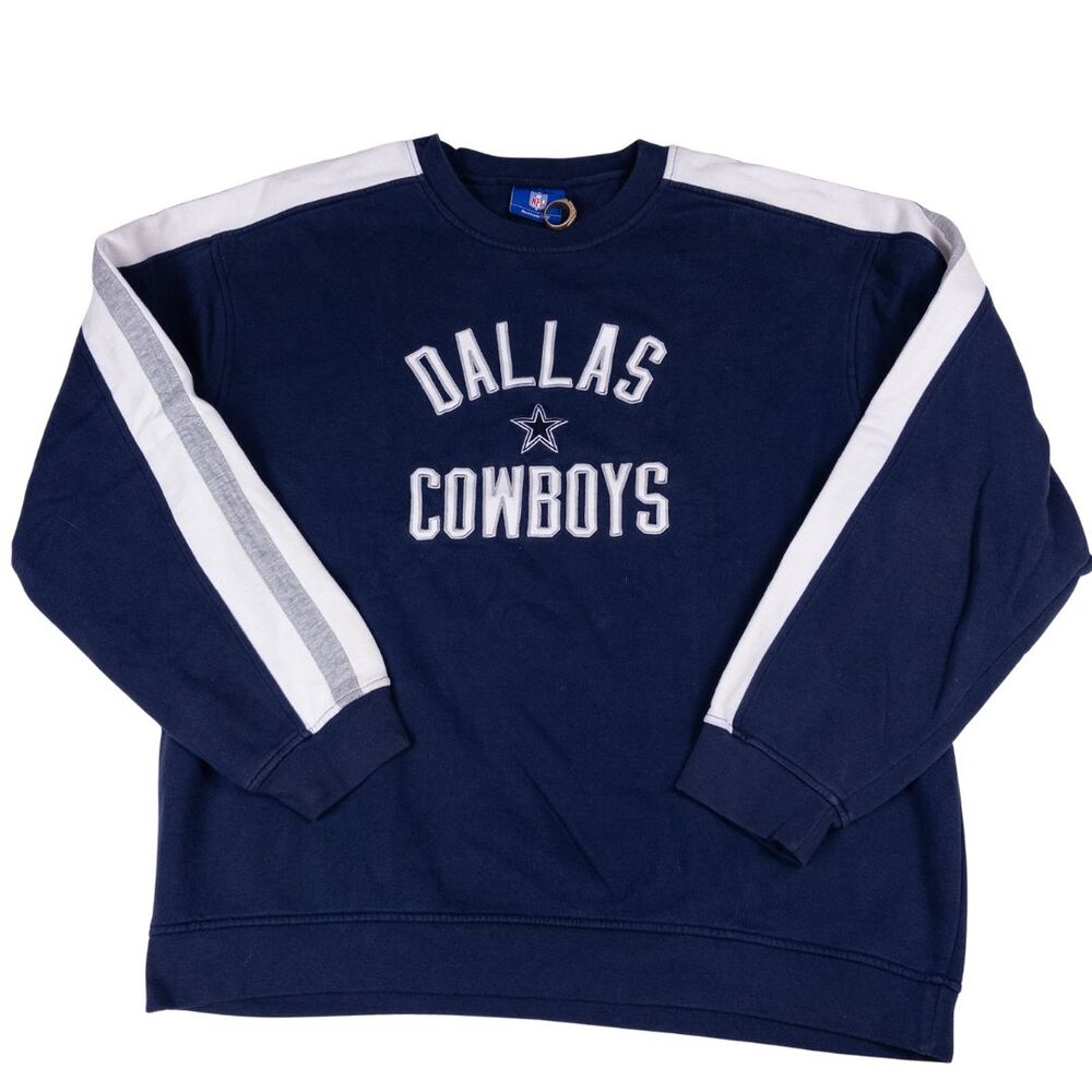 Vintage Reebok Dallas Cowboys NFL Sweatshirt XL Blue White‎ Stripe Y2K Football